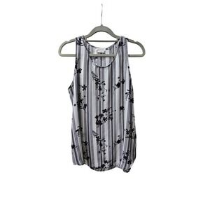 VAN HEUSEN Womens Striped Floral Sleeveless Tank Top Shirt Size S